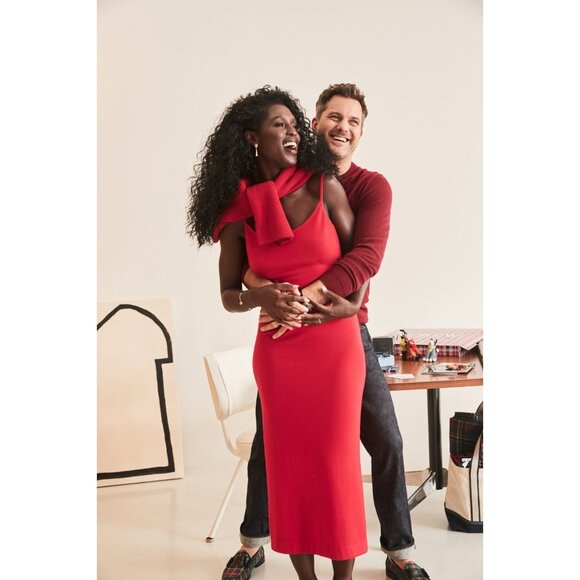 NWT J.Crew Featherweight Cashmere Blend Long Slip Dress in Holiday Red M - Picture 3 of 9